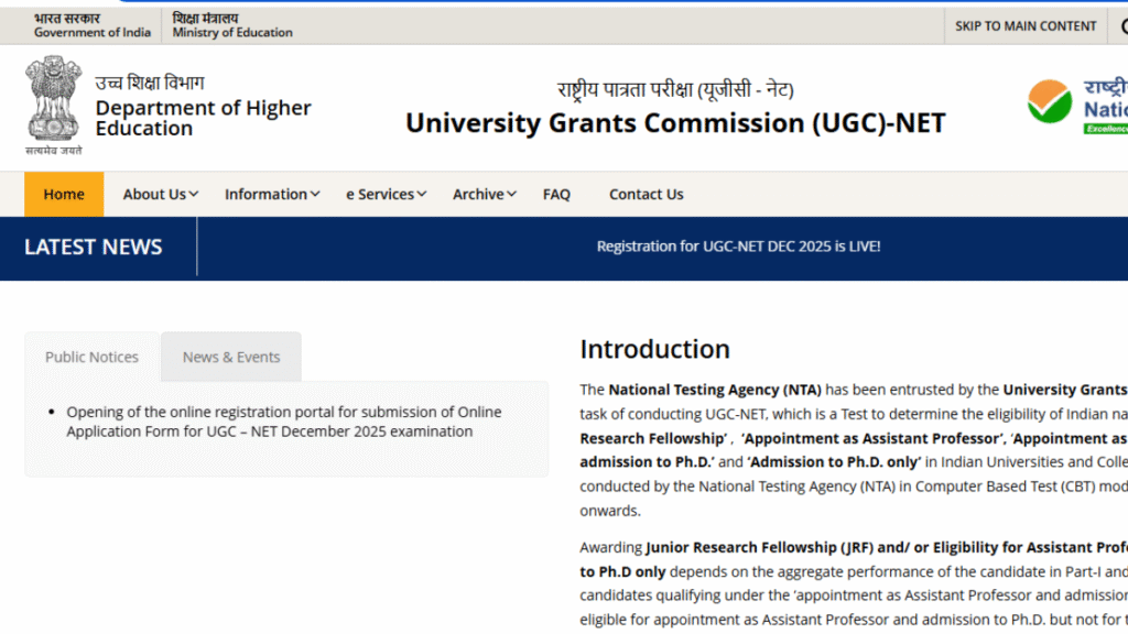 UGC NET December 2025 Registration Begins